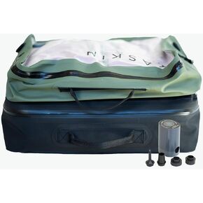 Taskin AirMAX | Heavy-duty Vacuum Compression Packing Cubes | 4X Set (2X Black + 2X Olive Green) + Mini Pump