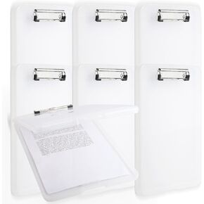 6Pcs Clipboard with Storage,High Capacity Nursing Clipboard,Heavy Duty Nursing Clipboards,Plastic Storage Clipboard with Low Profile Clip for Office School Nurse,9.4 x 13.4 x 0.9 in (Pink, A4)