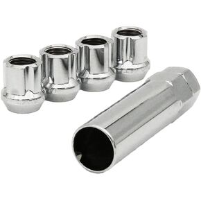 12X1.5 Open Bulge Acorn Small Diameter 0.8" Lock Set Chrome - Premium Wheel Locks | Locking Lug Nuts for Enhanced Security with Unique Key | 4 Wheel Locks and 1 Key