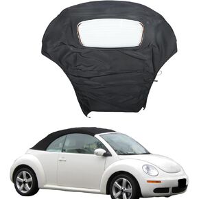 Convertible Soft Top Black Oxford with Plastic Window Replacement for 2003-2010 Beetle