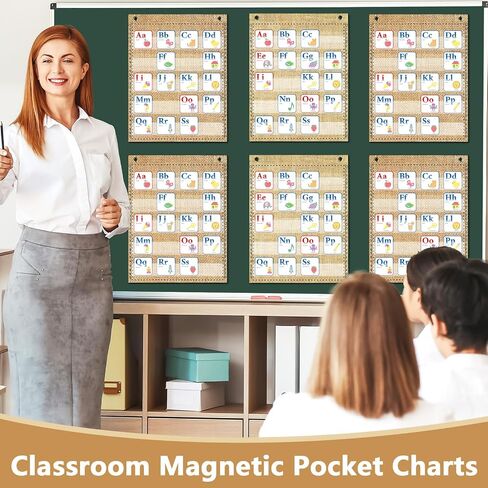 6Pcs Classroom Magnetic Pocket Chart Mini Hanging Scheduling Pocket Chart Management Back to School Resources for Preschool Kids Sentence Strips Cards Home Office Supplies 17 x 14in in Saudi Arabia