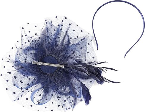 قبعة فاسناتورس قبعات كنتاكي ديربي بمشبك قبعة لحفلات الزفاف وحفلات الكوكتيل والشاي للنساء باللون الأزرق الداكن in Kuwait