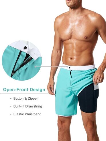 SILKWORLD 2 in 1 Mens Board Shorts Quick Dry Swimming Shorts Suits with Compression Liner in Saudi Arabia