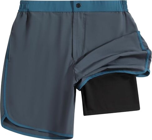 SILKWORLD 2 in 1 Mens Board Shorts Quick Dry Swimming Shorts Suits with Compression Liner in Saudi Arabia