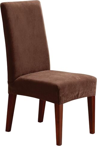 SureFit Stretch Pique Chair Slipcovers, Two Piece Chair Cover includes Slipcover and One Cushion Cover for a Secure Fit, Machine Washable Geometric Patterned Cushion and Chair Covers, Flannel Gray in Kuwait