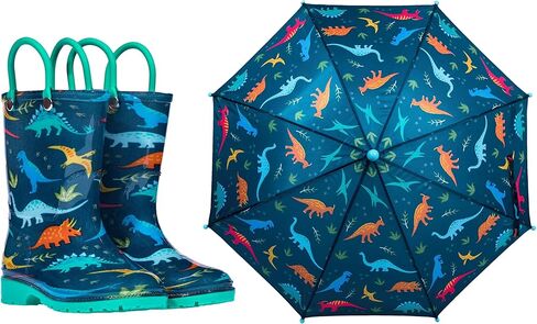 مظلة وايلدكين للأطفال وحزمة أحذية المطر مقاس 9 لجميع مغامرات المواسم (الديناصورات الجوراسية) in Kuwait