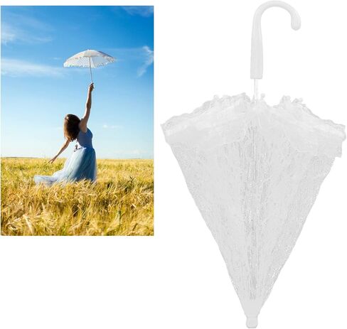 الأبيض الزفاف الدانتيل مظلة شمسية الحرفية الزهور الدانتيل التطريز مظلة خمر لحفل الزفاف، حزب زي، الدعائم الصورة، الأطفال مرحلة الأداء الزخرفية مظلة الديكور in Kuwait