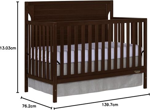 Dream On Me Cape Cod 5-In-1 Convertible Crib In Pebble Grey, Greenguard Gold And JPMA Certified, Built Of Sustainable New Zealand Pinewood, 3 Mattress Height Positions in Saudi Arabia