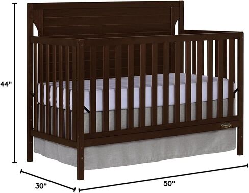 Dream On Me Cape Cod 5-In-1 Convertible Crib In Pebble Grey, Greenguard Gold And JPMA Certified, Built Of Sustainable New Zealand Pinewood, 3 Mattress Height Positions in Saudi Arabia