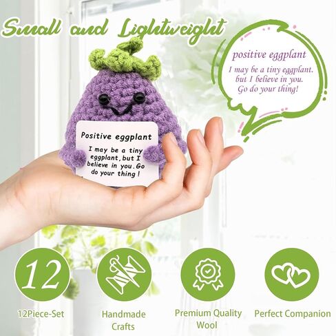 12pcs Positive Potato Crochet Doll,Fun Positive Crochet Doll with Positive Energy Card,Christmas for Friends, Family Fine Apple Crochet Emotional Support,Positive Pickle Crochet in Saudi Arabia