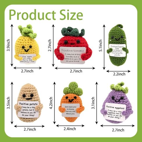 12pcs Positive Potato Crochet Doll,Fun Positive Crochet Doll with Positive Energy Card,Christmas for Friends, Family Fine Apple Crochet Emotional Support,Positive Pickle Crochet in Saudi Arabia