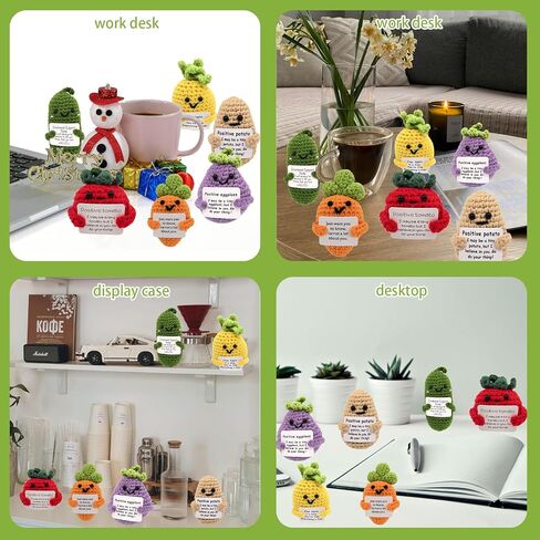 12pcs Positive Potato Crochet Doll,Fun Positive Crochet Doll with Positive Energy Card,Christmas for Friends, Family Fine Apple Crochet Emotional Support,Positive Pickle Crochet in Saudi Arabia