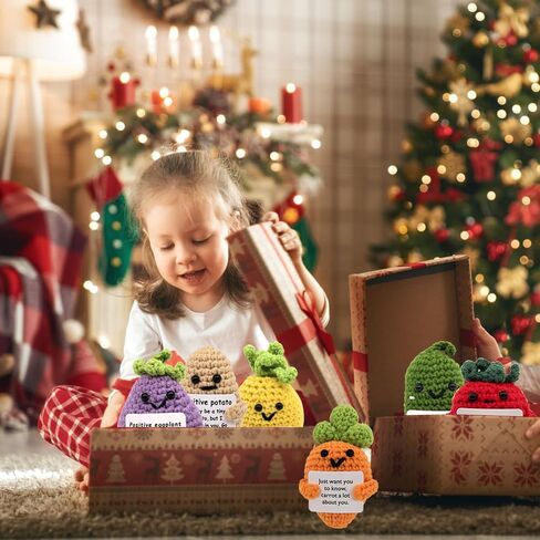 12pcs Positive Potato Crochet Doll,Fun Positive Crochet Doll with Positive Energy Card,Christmas for Friends, Family Fine Apple Crochet Emotional Support,Positive Pickle Crochet in Saudi Arabia