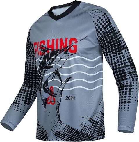 Weimostar Fishing Shirts for Men Long Sleeve Sun Protection Funny Tee T-Shirt in Kuwait