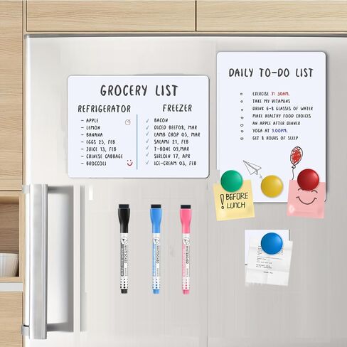 Magnetic Fridge Whiteboard Set: Dry Erase White Board (12X8"), Magnets ( Bonus), Markers & Erasers in Saudi Arabia