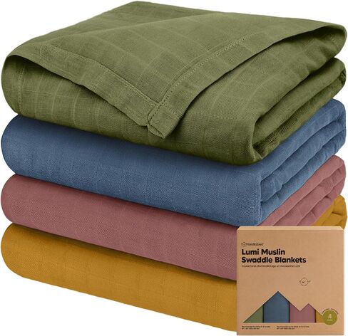 4-Pack Muslin Swaddle Blankets for Boys, Girls, Newborn Swaddles (Corals) | Baby Swaddles for Newborns, Soft Breathable Baby Blankets for Girl, Boy, Neutral, Receiving Blankets, Baby Shower Gifts in Saudi Arabia