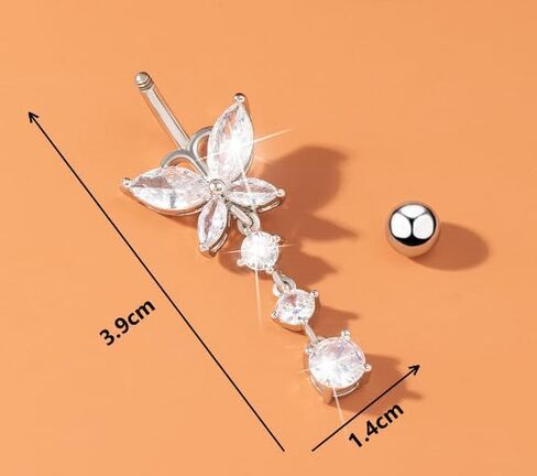 Cubic Zirconia Belly Button Rings Set 14G Surgical Stainless Steel Navel Belly Rings 10mm Piercing Barbell Body Jewelry Belly Button Ring gold silver belly button piercing for Women in Saudi Arabia