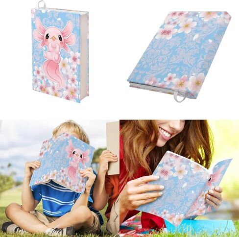 Kawaii Axolotl غلاف الكتاب لمحبي الكتب الجمالية الوردية الأزهار طباعة الكتاب الهزلي الكتاب المدرسي الأكمام حامية 2 قطعة أغطية الكتب للروايات الورقية in Kuwait