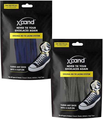نظام أربطة أحذية Xpand بدون أربطة بأربطة مرنة - مقاس واحد يناسب جميع أحذية البالغين والأطفال (عبوة من قطعتين) in Kuwait