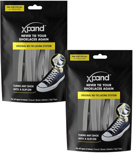 نظام أربطة أحذية Xpand بدون أربطة بأربطة مرنة - مقاس واحد يناسب جميع أحذية البالغين والأطفال (عبوة من قطعتين) in Kuwait