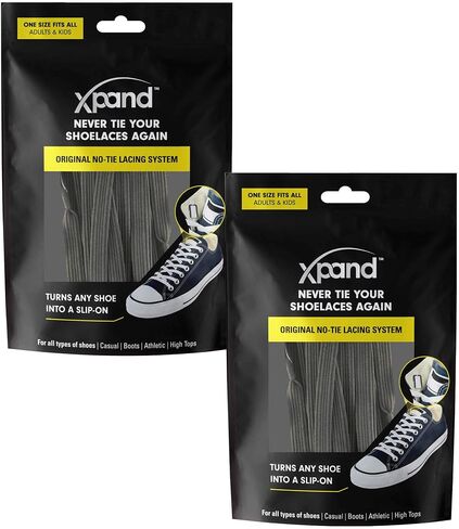 نظام أربطة أحذية Xpand بدون أربطة بأربطة مرنة - مقاس واحد يناسب جميع أحذية البالغين والأطفال (عبوة من قطعتين) in Kuwait