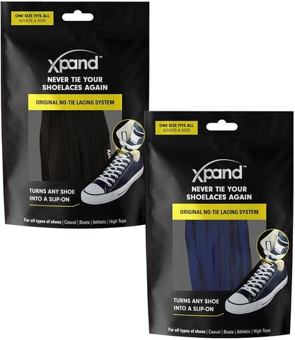 نظام أربطة أحذية Xpand بدون أربطة بأربطة مرنة - مقاس واحد يناسب جميع أحذية البالغين والأطفال (عبوة من قطعتين) in Kuwait