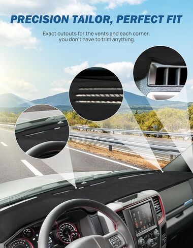 JOYTUTUS Car Dashboard Dash Cover Mat Compatible with 2010-2018 Ram 1500 2500 3500 & 2019-2024 Ram 1500 Classic Model, Black Dashboard Pad Dash Cover, Non Slip Front Dash Cover in Saudi Arabia