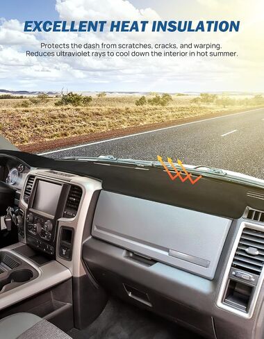 JOYTUTUS Car Dashboard Dash Cover Mat Compatible with 2010-2018 Ram 1500 2500 3500 & 2019-2024 Ram 1500 Classic Model, Black Dashboard Pad Dash Cover, Non Slip Front Dash Cover in Saudi Arabia
