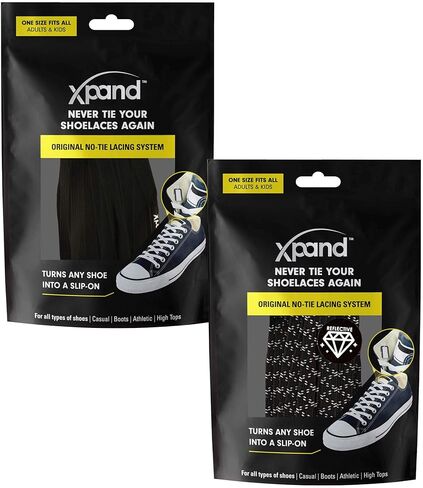 نظام أربطة أحذية Xpand بدون أربطة بأربطة مرنة - مقاس واحد يناسب جميع أحذية البالغين والأطفال (عبوة من قطعتين) in Kuwait