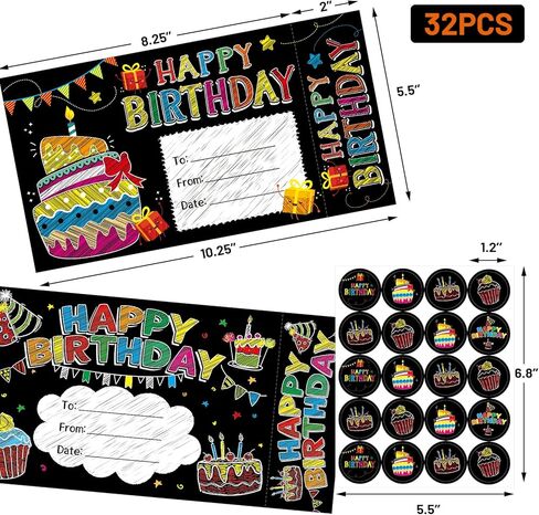 Chalkboard Happy Birthday Certificates with Bookmarks 32 Pcs Classroom School Student Supply in Saudi Arabia