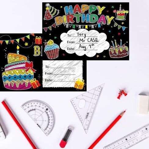 Chalkboard Happy Birthday Certificates with Bookmarks 32 Pcs Classroom School Student Supply in Saudi Arabia