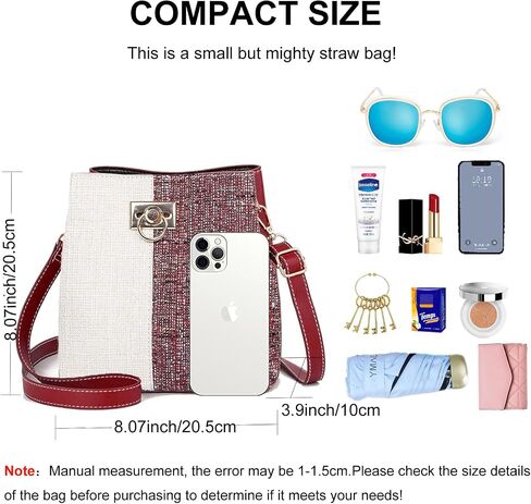 Cross Body Bucket Bag for Woman,Small Two Tone Leather Crossbody Purse,Quick Open Summer Woven Shoulder Handbag in Saudi Arabia