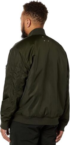 LABEL Go-To Bomber Jacket for Men – Low-Cut Collar – Front Zipper Closure – Multiple Pockets – 100% Nylon in Saudi Arabia