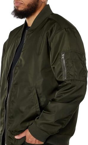 LABEL Go-To Bomber Jacket for Men – Low-Cut Collar – Front Zipper Closure – Multiple Pockets – 100% Nylon in Saudi Arabia