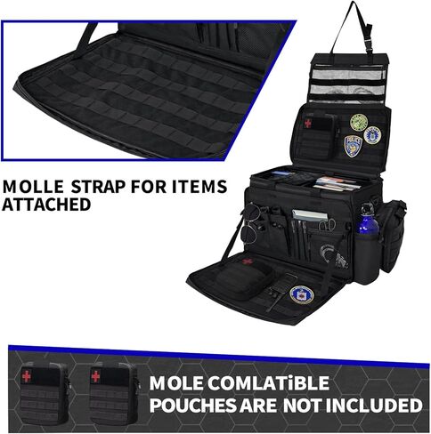 Patrol Bag Law Enforcement,Police duty bag, Police Gear Bag for Car Front Seat Organizer with Cup Holders, MOLLE System, Fits Vehicle Passenger Seat System in Kuwait