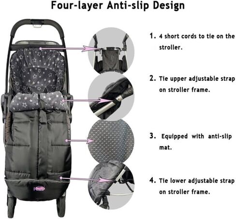 German Designed Universal Stroller Bunting Bag, 5 Way Zippers Style for Baby Easy in & Out of Water Repellent Stroller Blanket, Height/Temperature Adjustable Anti-Kick Stroller Winter Sleeping Bag in Kuwait