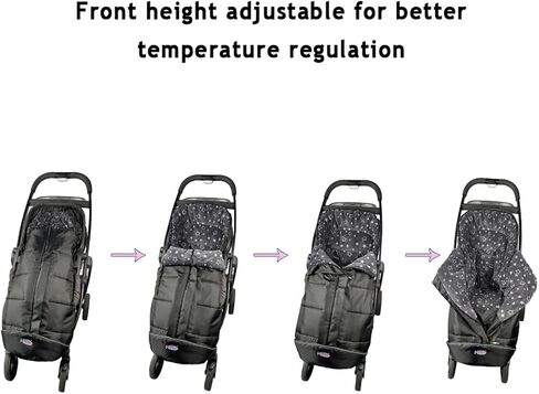 German Designed Universal Stroller Bunting Bag, 5 Way Zippers Style for Baby Easy in & Out of Water Repellent Stroller Blanket, Height/Temperature Adjustable Anti-Kick Stroller Winter Sleeping Bag in Kuwait