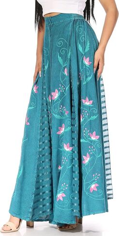 تنورة Sakkas Sarita النسائية الكاجوال بوهو ماكسي الأزهار طويلة مرنة الخصر ضئيلة in Kuwait