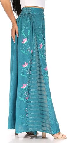 تنورة Sakkas Sarita النسائية الكاجوال بوهو ماكسي الأزهار طويلة مرنة الخصر ضئيلة in Kuwait