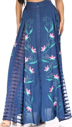 Sakkas Sarita Women's Casual Boho Maxi Floral Long Elastic Waist Skirt Slim in Saudi Arabia