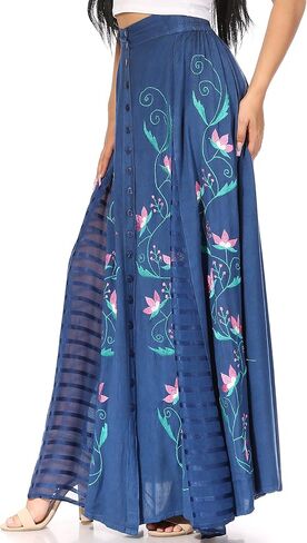 Sakkas Sarita Women's Casual Boho Maxi Floral Long Elastic Waist Skirt Slim in Saudi Arabia
