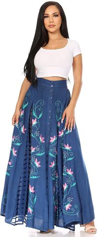 Sakkas Sarita Women's Casual Boho Maxi Floral Long Elastic Waist Skirt Slim in Saudi Arabia