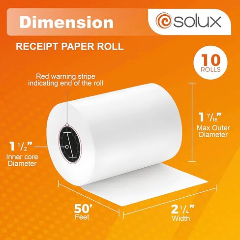 Thermal Paper Roll for Clover Flex Credit Card Machine - Clover Flex Receipt Paper Roll - Clover Flex Paper - Thermal Paper 2 1/4 x 50 (PACK 10 ROLLS) in Kuwait