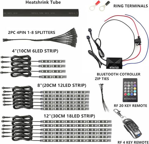12Pcs RGB Motorcycle LED Underglow Kit Strips Waterproof Multi Color Music Accent Light APP Brake Signal Remote Control Accessories for ATV Can-Am Harley Davidson Honda Kawasaki Suzuki in Saudi Arabia