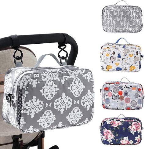 GOGOSO Baby Non-Slip Stroller Organizer Bag for Diapers with Insulated Pocket, Stroller Hooks and Adjustable Strap,Universal Fit Most Strollers in Kuwait