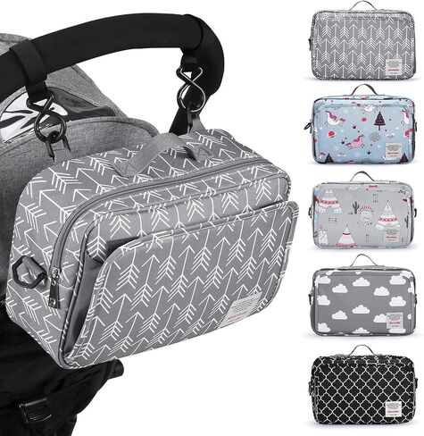 GOGOSO Baby Non-Slip Stroller Organizer Bag for Diapers with Insulated Pocket, Stroller Hooks and Adjustable Strap,Universal Fit Most Strollers in Kuwait