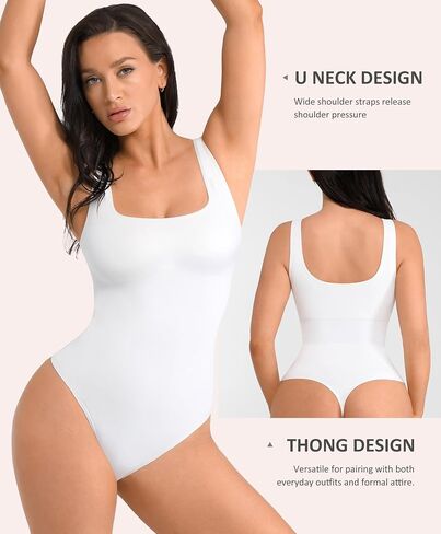 FeelinGirl Bodysuits for Women Seamless Round Neck Tummy Control Compression Shapewear Bodysuit Going Out Tank Tops in Saudi Arabia