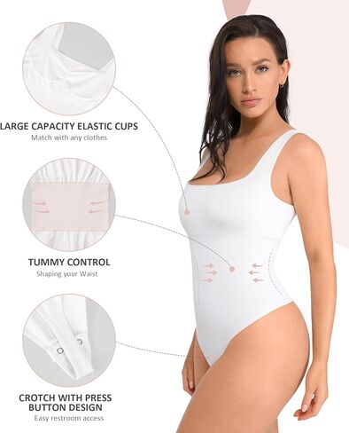 FeelinGirl Bodysuits for Women Seamless Round Neck Tummy Control Compression Shapewear Bodysuit Going Out Tank Tops in Saudi Arabia