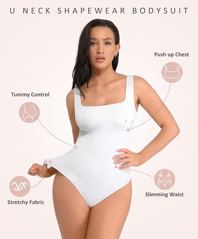 FeelinGirl Bodysuits for Women Seamless Round Neck Tummy Control Compression Shapewear Bodysuit Going Out Tank Tops in Saudi Arabia