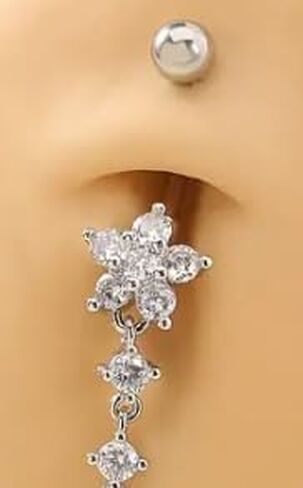 Cubic Zirconia Belly Button Rings Set 14G Surgical Stainless Steel Navel Belly Rings 10mm Piercing Barbell Body Jewelry Belly Button Ring gold silver belly button piercing for Women in Saudi Arabia